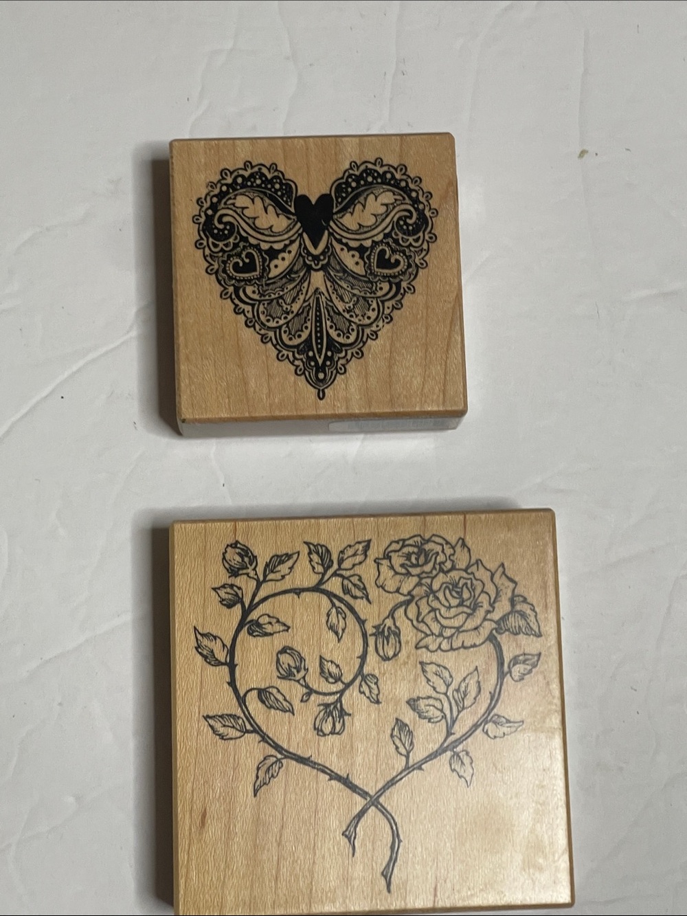 Wooden Heart Stamp Set - Natural Wood Finish
